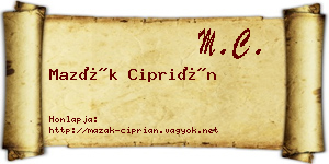 Mazák Ciprián névjegykártya